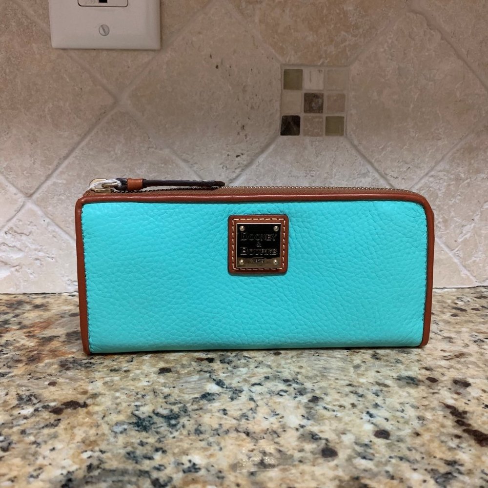 Dooney & Bourke Leather Zip Wallet Seafoam Green